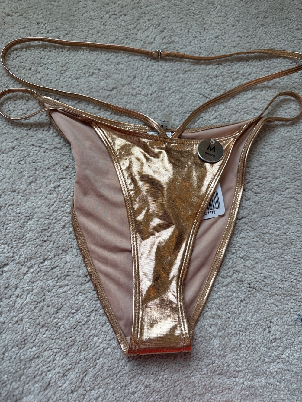 Metallic Gold Bikini Swim Bottom Size Medium Women